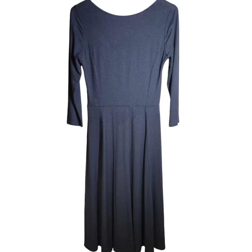 Boden Alanna Three Quarter Sleeve Knit Black Midi Dress size 4